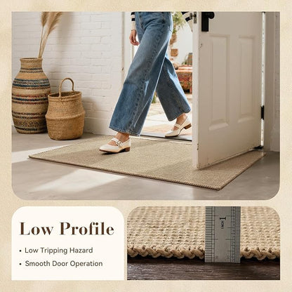 Jute Front Door Mat Indoor Entrance Indoor Door Mat Rugs for Entryway Entry Entrance Mats Inside Doormat Welcome Mats Boho 17"X30" Half Circle Round