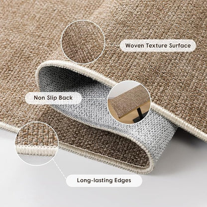 LBRO2M Easy Jute Solid Area Rug 5X7 Washable Rugs for Living Room Bedroom Natural Jute Look Indoor Outdoor Rug Durable, Solid Non Shedding Eco Friendly (5X7 Natural)