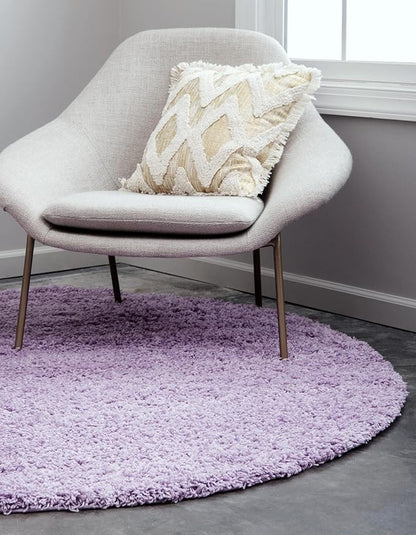 Unique Loom Solid Shag Collection Area Rug (5' 3" Round, Lilac)