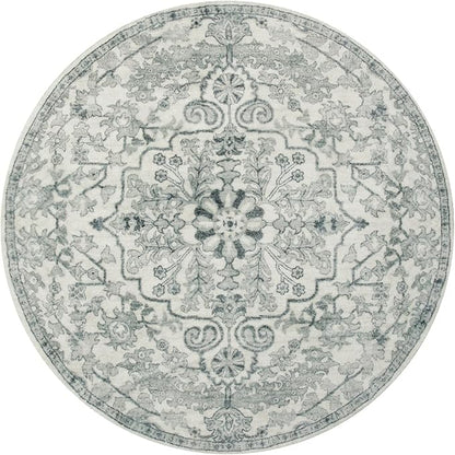 Lahome Round Rug 4ft, Soft Rug for Bedroom Machine Washable Office Circle Rug, Bohemian Medallion Non-Slip Non-Shedding Low Pile Printed Indoor Carpet for Kitchen Laundry Bathroom, Beige