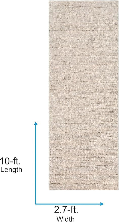 Livabliss x Our PNW Home Cascade Minimalist Striped Area Rug, 2'7" x 10', Light Brown