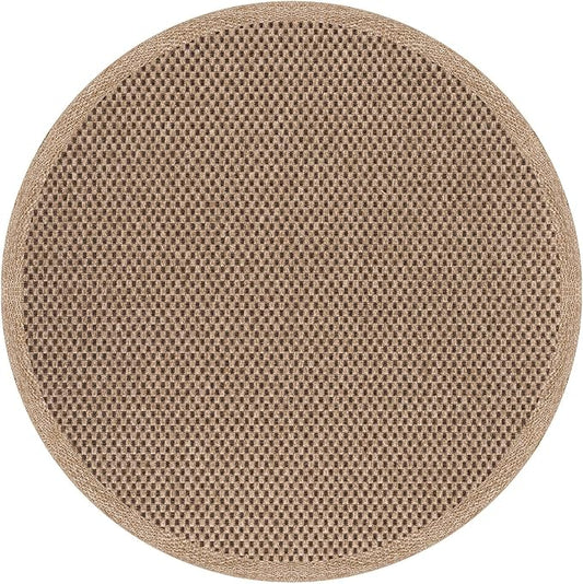CAMILSON Easy Jute Round Rug 4ft Indoor Outdoor Natural Color Fiber Area Rugs for Living Room Patio and Kitchen Rug, Sisal Boho Woven Design Easy-Cleaning Washable Outside Carpet Alfombras (4 Round)
