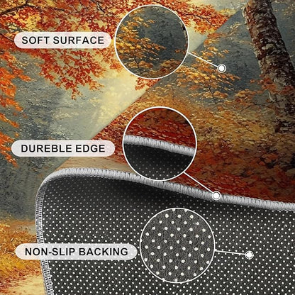 2x3 Autumn Forest Rugs for Entryway - Natural Landscape Small Area Rugs, Forest Path Laundry Room Carpet Non Slip Accent Throw Rug for Bathroom Kitchen Sink Front Door