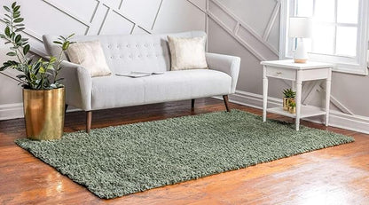 Unique Loom Davos Shag Collection Area Rug - Solid (4' 1" x 6' 1" Rectangle, Sage)