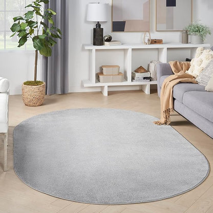 Nourison Home Nourison Essentials Silver Grey 6' x 9' Oval Area Rug - Easy Clean, Non Shedding, Bed Room, Living Room, Dining Room, Kitchen (6' x 9' Oval)