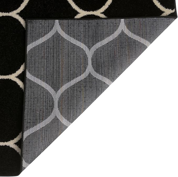 Rugs.com Lattice Frieze Collection Rug – 7' x 10' Black Medium Rug Perfect for Living Rooms, Large Dining Rooms, Open Floorplans