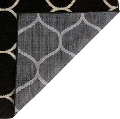 Rugs.com Lattice Frieze Collection Rug – 10' x 14' Black Medium Rug Perfect for Living Rooms, Large Dining Rooms, Open Floorplans