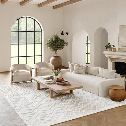 Nourison Home Versatile Ivory White 7' x 10' Area Rug - Easy Clean, Non Shedding, Bed Room, Living Room, Dining Room, Kitchen (7' x 10')