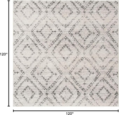 SAFAVIEH Adirondack Collection Area Rug - 10' Square, Light Grey & Grey, Modern Diamond Distressed Design, Non-Shedding & Easy Care, Ideal for High Traffic Areas in Living Room, Bedroom (ADR131C)
