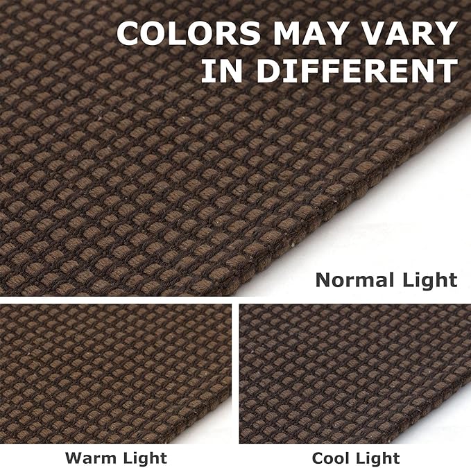 IOHOUZE Washable Area Rug 3x5 Non Slip Rubber Backed Woven Rugs for Entryway Rugs Indoor Outdoor Doormat Throw Rug Floor Carpet for Entrance Kitchen Front Door, Brown