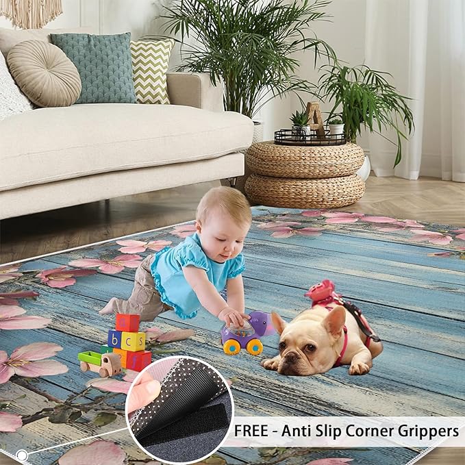 3x4 Vines Rugs for Entryway - Vintage Wood Panels Kids Bedroom Rug, Rural Flowers Mudroom Rug Soft for Coffee Shop Living Room Under Table Game Room