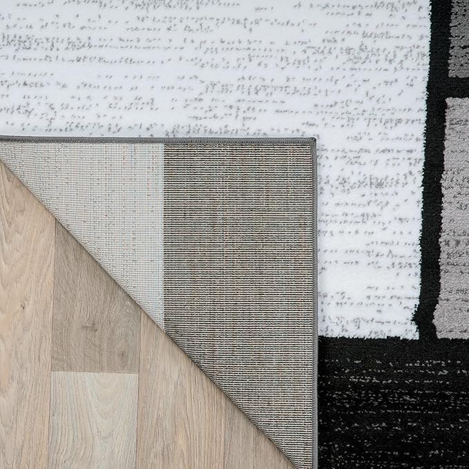 Rugshop Contemporary Modern Boxes for Hallway,Living Room,Bedroom,Kitchen Non Shedding Carpet Runner Rug 2'7" x 12' Gray