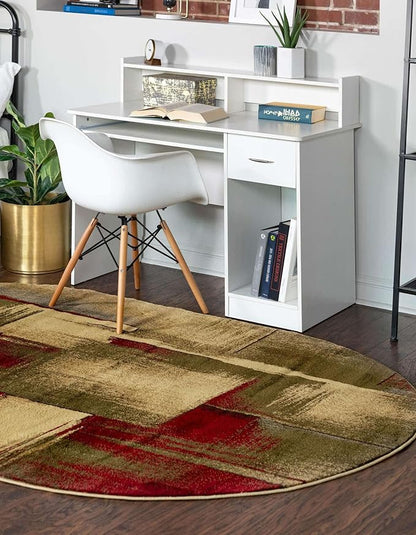 Unique Loom Barista Collection Area Rug - Timor (7' 10" x 10' Oval, Multi/Red)