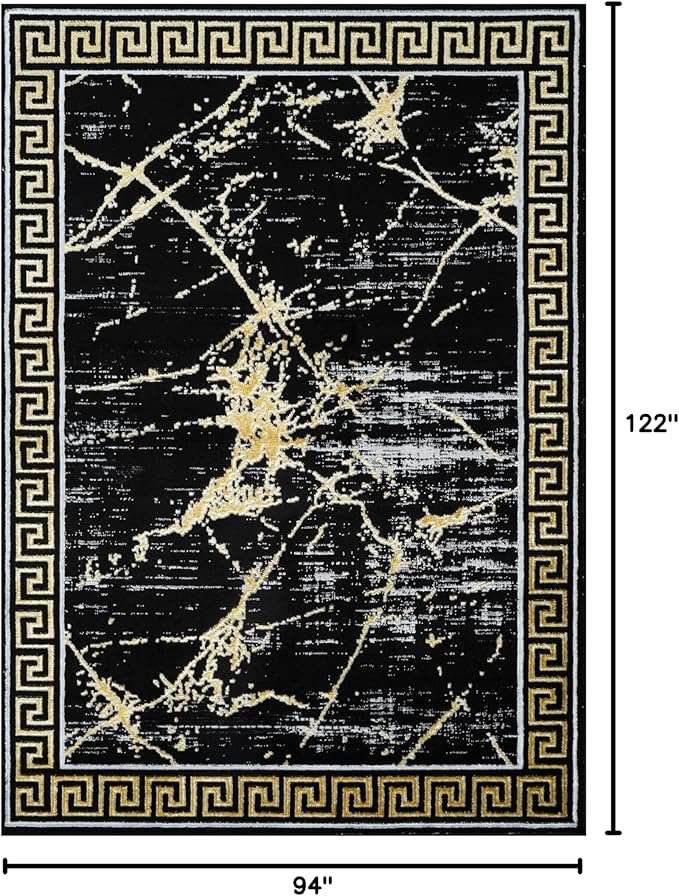 GLORY RUGS Area Rugs Marble 8x10 Black Gold Carpet Modern Abstract Rug Living Room Dining Bedroom Rug