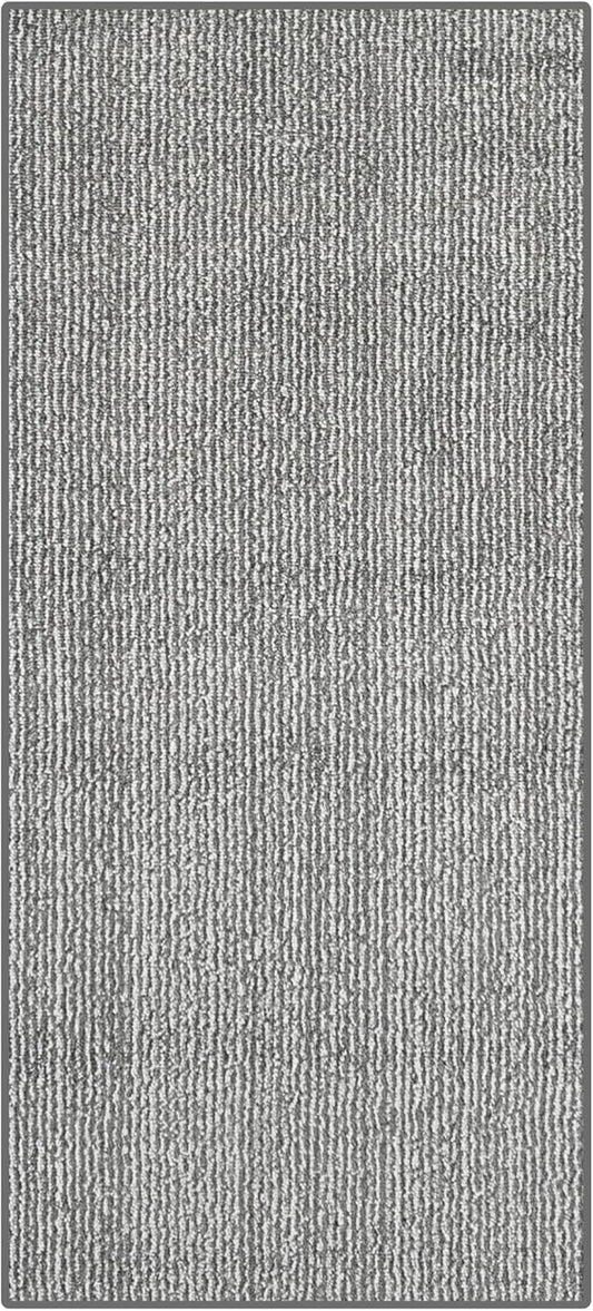 4ft Custom Fit Accent Runner Rug for Small Foyer - Striped Grey | Non-Slip & Washable | No-Fray Edge Finished