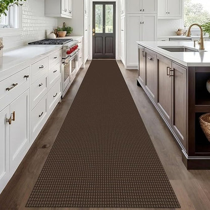 IOHOUZE Washable Exrea Long Hallway Runner Rug 3x20 Non Slip Rubber Backed Kitchen Runner Entryway Runner Indoor, Woven Rugs Floor Carpet for Kitchen Hall Entryway Stair, Brown