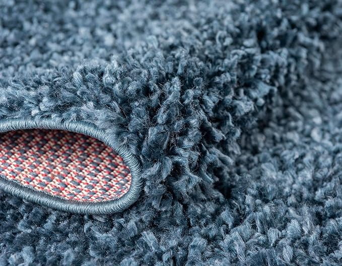 Unique Loom Davos Shag Collection Area Rug - Solid (2' 7" x 10' Runner, Marine Blue)