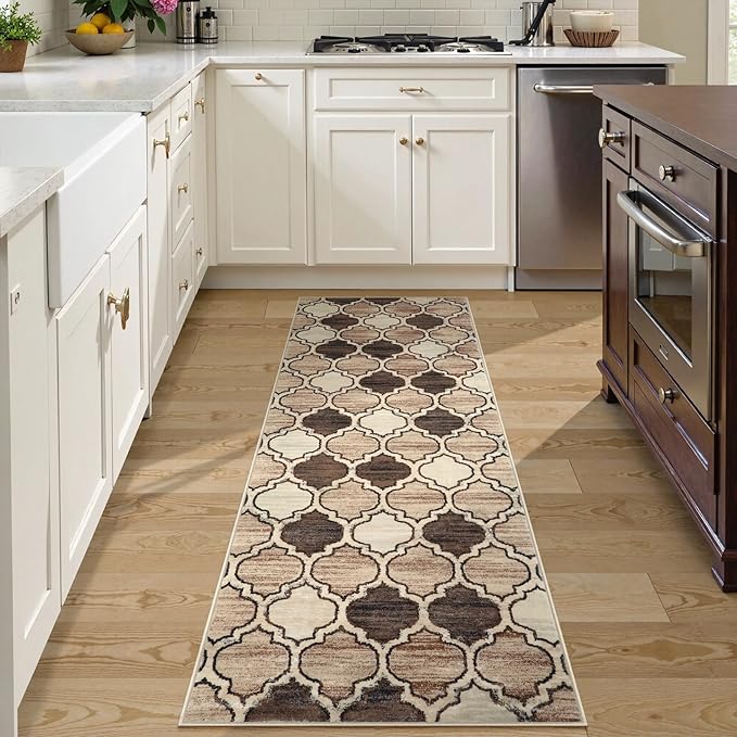 Lahome Moroccan Washable Kitchen Runner Rug - 2x6 Carpet Runners for Hallway 6Ft Non-Slip Throw Soft Laundry Room Print Distressed Modern Rug Runner for Bathroom Bedroom Entryway Living Room