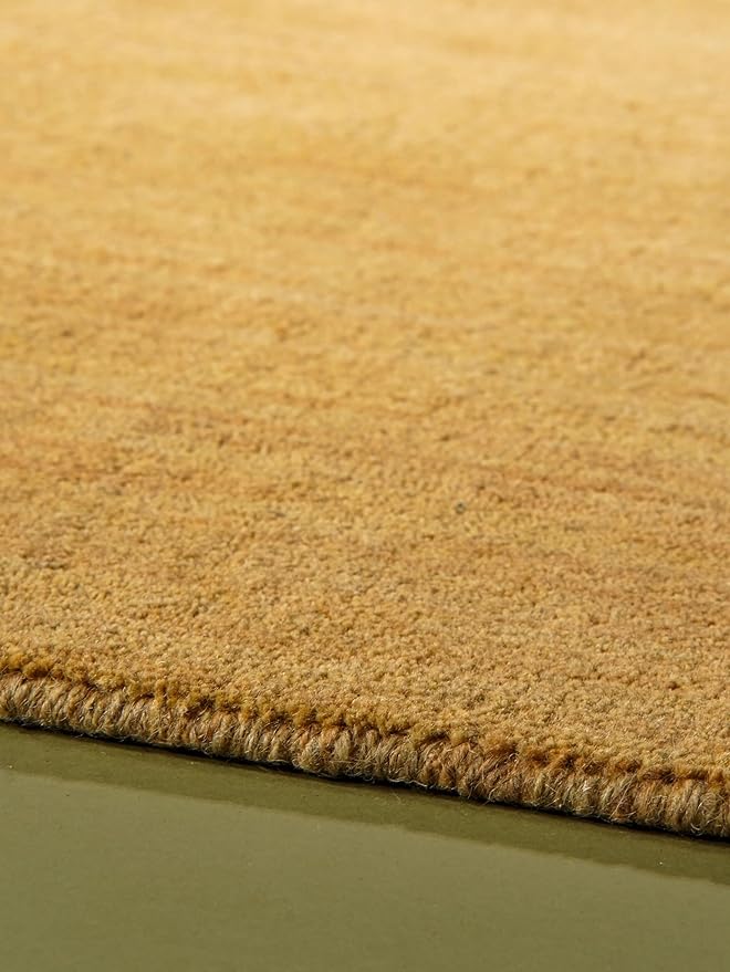 Rugsotic Carpets Hand Knotted Gabbeh Wool 9'x12' Area Rug Solid Gold L00111
