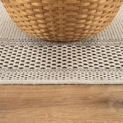 CAMILSON Easy Jute Rug 6x9, Indoor Outdoor Off-White Color Fiber Area Rugs for Entry, Living Room and Farmhouse Rug, Bordered Boho Woven Design, Easy-Cleaning, Washable Outside Carpet (6 x 9)