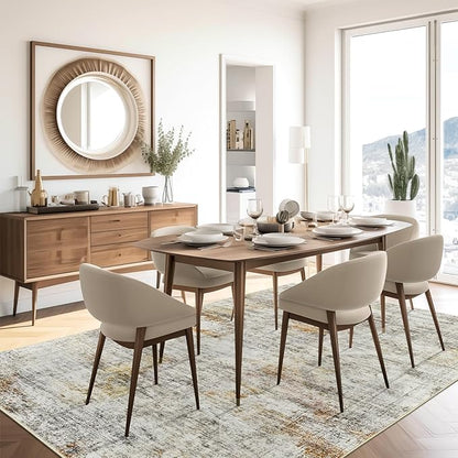 6x9 Area Rug for Living Room Washable 6x9 Non-Slip Modern Abstract Rugs for Bedroom Dinning Room Ultra-Thin Indoor Gray Rust