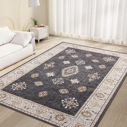 ILANGO Area Rugs 3'x5' Non Slip for Entry Indoor Vintage Washable Rugs for Laundry Entryway Hallway Ultra-Thin Low-plie Floor Carpet for Bedroom Living Room Kitchen