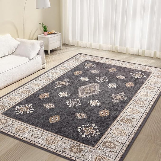 ILANGO Area Rugs 3'x5' Non Slip for Entry Indoor Vintage Washable Rugs for Laundry Entryway Hallway Ultra-Thin Low-plie Floor Carpet for Bedroom Living Room Kitchen