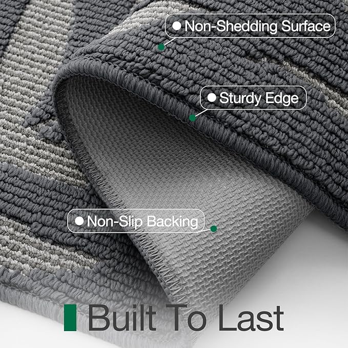 LUMI Indoor Door Mat 24x36, Washable Front Doormat with Welcome Leaf Pattern, Non-Slip Rubber Back Absorbent Mats for Entrance, Patio, Garage, Dark Grey