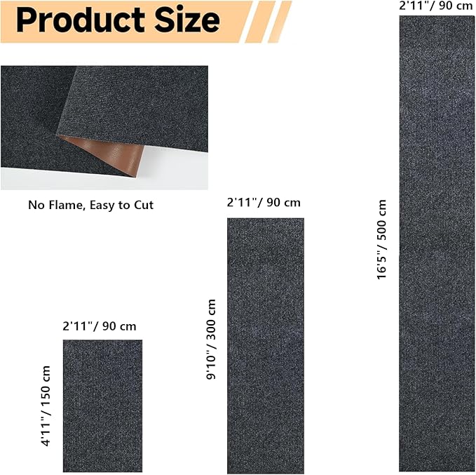 jxgzyy Runner Rugs 2'11" x 16'5", Non Slip Entrance Doormat, 0.25” Thickness Indoor Outdoor Carpet Runner with Rubber Backing, Waterproof Custom Size Heavy Duty Floor Mat for Hallway Laundry Patio