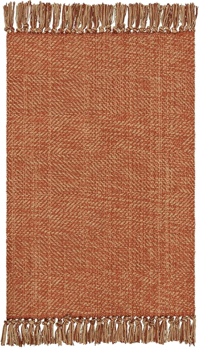 Collive Long Hallway Rug, 2.6' x 7', Washable Indoor Entryway Rug, Terracotta Braided Woven Rugs, Low-Profile Floor Carpet for Laundry Room, Bedroom