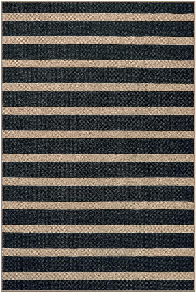 Lahome Striped Easy Jute Entryway Rug, 2x3 Kitchen Rugs Non Slip Washable Indoor Outdoor Door Mat, Farmhouse Neutral Lightweight Non Shedding Small Carpet for Entry Welcome Door