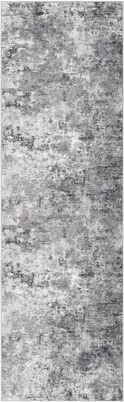 3X10 Washable Runner Rug for Hallway: Soft Neutral Modern Abstract Area Rug - Non-Slip Low Pile Long Throw Indoor Carpet for Kitchen Entryway Kitchen Bedroom Laundry - Grey