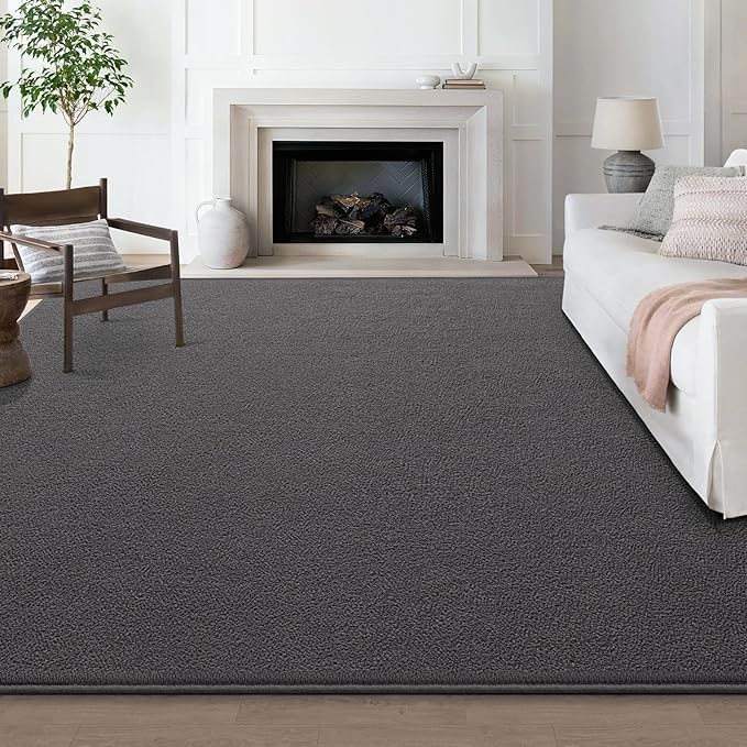 Large Modern Area Rugs for Living Room Bedroom, 5x8 Feet Dark Grey Ultra Soft Solid Thickened Memory Foam Indoor Minimalist Carpets, Non-Slip Comfy Rugs for Boys Girls Nursery Kids Room Home Décor