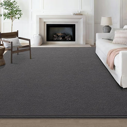 Modern Large Area Rug for Bedroom Living Room, 4x6 Feet Dark Grey Thickened Memory Foam Washable Rugs, Non-Slip Soft Minimalist Solid Indoor Carpets for Boys Girls Nursery Room Décor