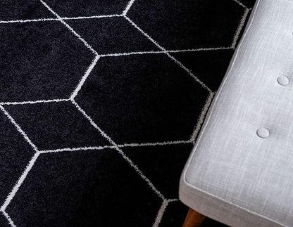Unique Loom Trellis Frieze Collection Area Rug - Geometric (8' Round, Black/ Ivory)