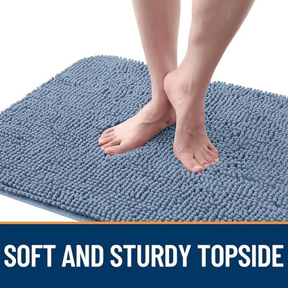 OLANLY Dog Door Mat for Muddy Paws 34x21, Absorbs Moisture and Dirt, Absorbent Non-Slip Washable Doormat, Quick Dry Chenille Mud Mat for Dogs, Entry Indoor Entryway Carpet for Inside Floor, Airy Blue