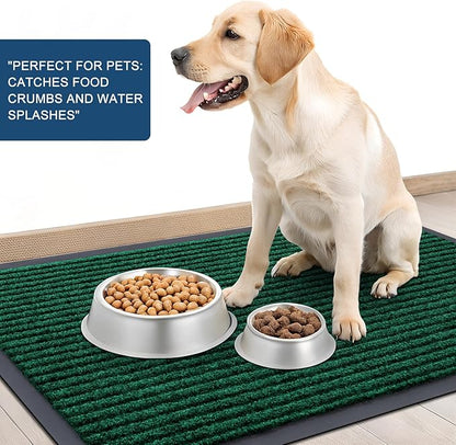 OLANLY Front Door Mat Indoor Outdoor Entrance, Waterproof Heavy Duty Doormat, Fade Resistant, Low Profile, Easy Clean Patio Porch Welcome Floor Mats for Entry, 59x40, Green