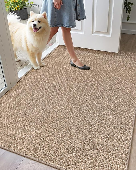 Color&Geometry Indoor Door Mat, 32"x48", Non-Slip Front Door Mat for Indoor Entrance, Khaki
