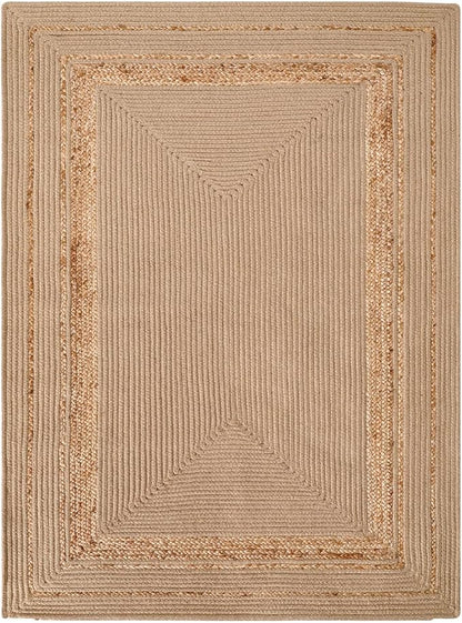 DEXI Jute Rug Natural Fiber 5x8, Braided Woven Area Rugs No Shed, Soft Neutral Rustic Carpet Mat for Indoor Entryway Outdoor Patio Dining Living Room Bedroom Farmhouse, Beige/Natural