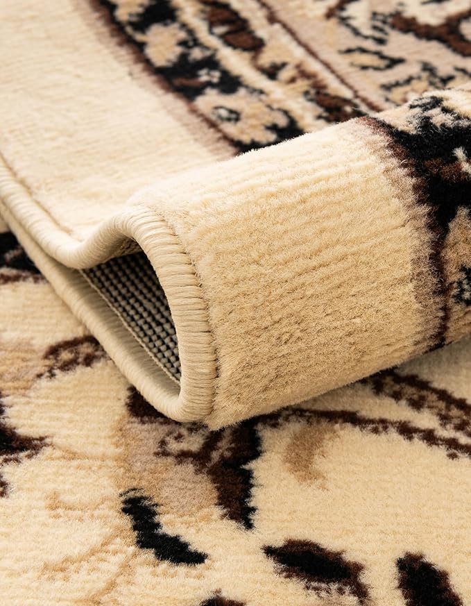 Unique Loom Sialk Hill Collection Area Rug - Washington (2' 7" x 13' 1" Runner Ivory/Black)