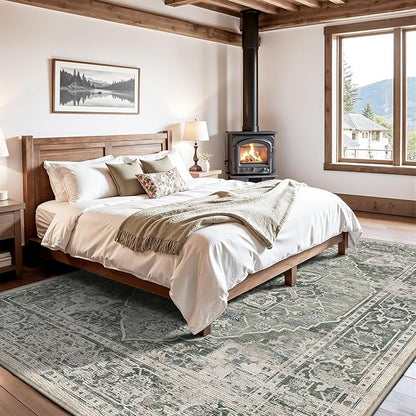 LUMI Washable Area Rug 8x10 for Living Room, Ultra Soft Stain Resistant Carpet with Non Slip Rubber Backing, Non-Shedding Low Pile Rugs for Bedroom, Dining Room, Indoor, Office
