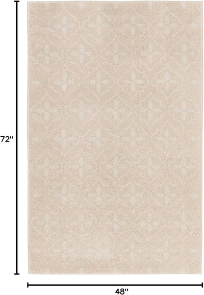 Nourison Home Nourison Essentials Ivory Beige 4' x 6' Area Rug - Easy Clean, Non Shedding, Bed Room, Living Room, Dining Room, Kitchen (4' x 6')