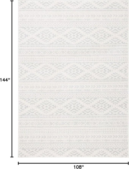 SAFAVIEH Area Rug 9x12 - Tulum Collection - Large - Ivory & Light Grey, Moroccan Boho Tribal Design, Non-Shedding & Easy to Clean, Ideal for Living Room, Bedroom, Dining Space (TUL272G)