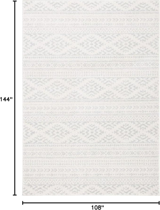 SAFAVIEH Area Rug 9x12 - Tulum Collection - Large - Ivory & Light Grey, Moroccan Boho Tribal Design, Non-Shedding & Easy to Clean, Ideal for Living Room, Bedroom, Dining Space (TUL272G)