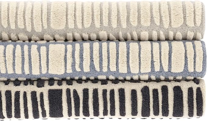 Dash and Albert Roark Wool Area Rug - 3' x 5' Ivory Geometric Hand Tufted Accent Rug - Durable, High Traffic Areas Hallway, Living Room, Stairs - Premium Luxury Hotel Quality Soft Breathable