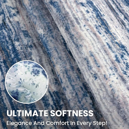 9x12 Modern Abstract Area Rug for Bedroom, Navy Blue Gray Neutral Multi Large Super Soft Washable Rug with Non-Slip, Non-Shedding Rugs for Living Room, Indoor Door Mat for Office Home Décor