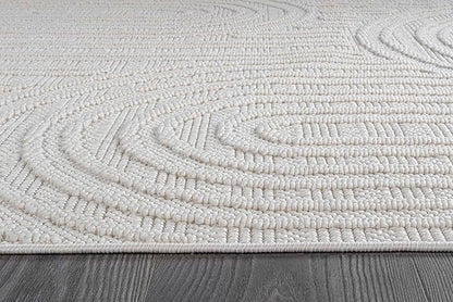 Beverly Rug Micro Loop Large Area Rug White 9x12 Modern Luxury Circle Geometric Durable Indoor Area Rugs for Living Dining Room Office Stain Resistant Non Shedding Casual Indoor Carpet White 9 x 12