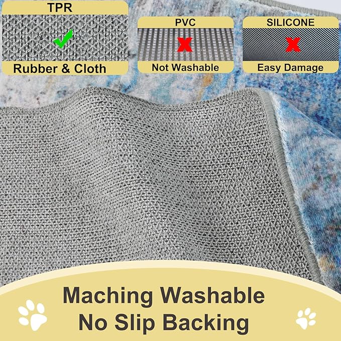 COMSLE Door Mat Soft Absorbent Indoor Front Entryway Rug Machine Washable Entrance Mats for Muddy Paws Non Slip Throw Rugs 20" x 32" Doormat for Inside Foyer Bedroom - Blue