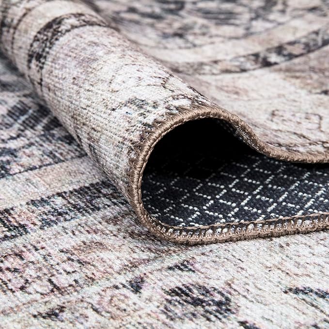 Bloom Rugs Washable Non-Slip 8' x 10' Rug - Tan/Blue/Green Traditional Area Rug for Living Room, Bedroom, Dining Room, and Kitchen - Exact Size: 8' x 10'