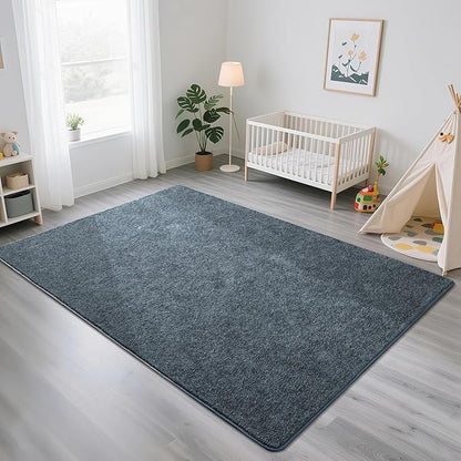 HQAYW 5x7 Area Rugs for Living Room Bedroom, Modern Thickened Memory Foam Soft Rug, Indoor Low Pile Minimalist Washable Non Slip Carpets for Kids Girls Boys Nursery Dorm Home Decor, Navy Blue
